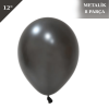 Metalik Lateks Balon 12 İnç 8 Parça Siyah - 1