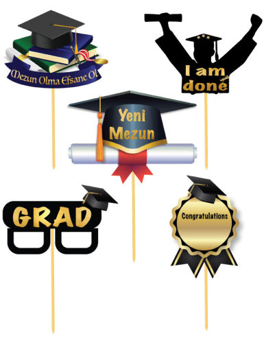 Konuşma Balonu Mezuniyet Partisi Varaklı Parlak Baskılı 5 Parça - 2
