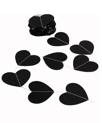 Mini Sıralı Garland Siyah Kalp - 