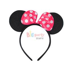 Taç Minnie Mouse Fiyonk Siyah Koyu Pembe Fiyonklu - 1