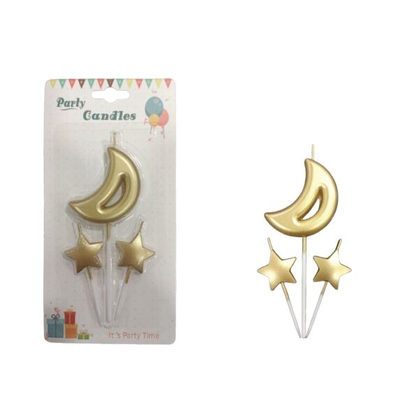 Mum Ay Yıldız Set 3 Parça Gold - 