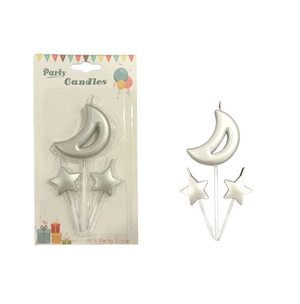 Mum Ay Yıldız Set 3 Parça Gümüş - 