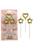 Mum Çubuklu Kalp Yıldız Metalik Altın Set 3 Parça - 1
