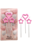 Mum Çubuklu Kalp Yıldız Pembe Set 3 Parça - 1