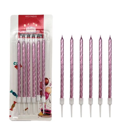 Mum İnce 14 cm Spiral Set Pembe 6 Parça - 