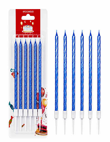 Mum İnce 13 cm Spiral Set Mavi 6 Parça - 