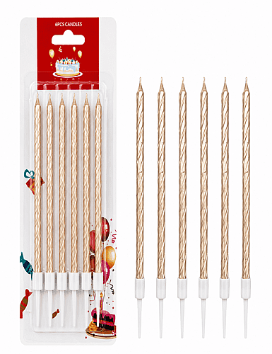 Mum İnce 13 cm Spiral Set Şampanya 6 Parça - 