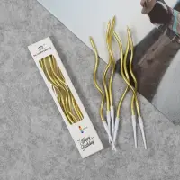 Mum İnce 16 cm Dalgalı Metalik Altın 12 Parça - 2