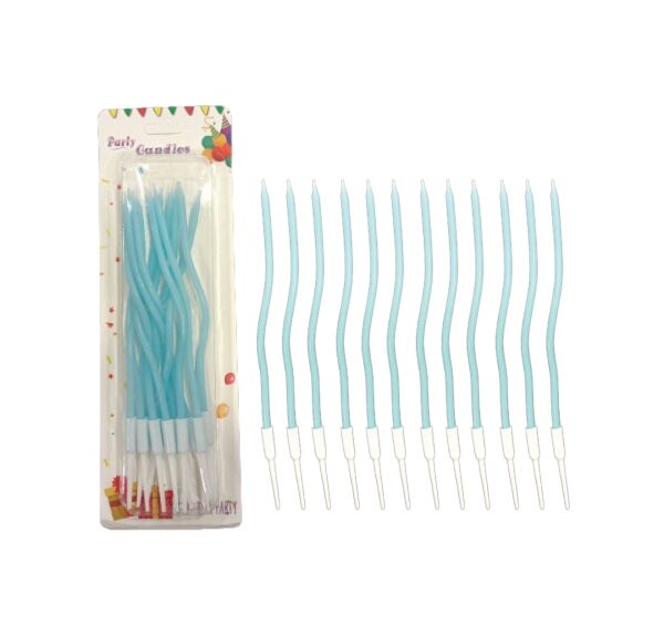 Mum İnce 16 cm Dalgalı Makaron Mavi 12 Parça - 