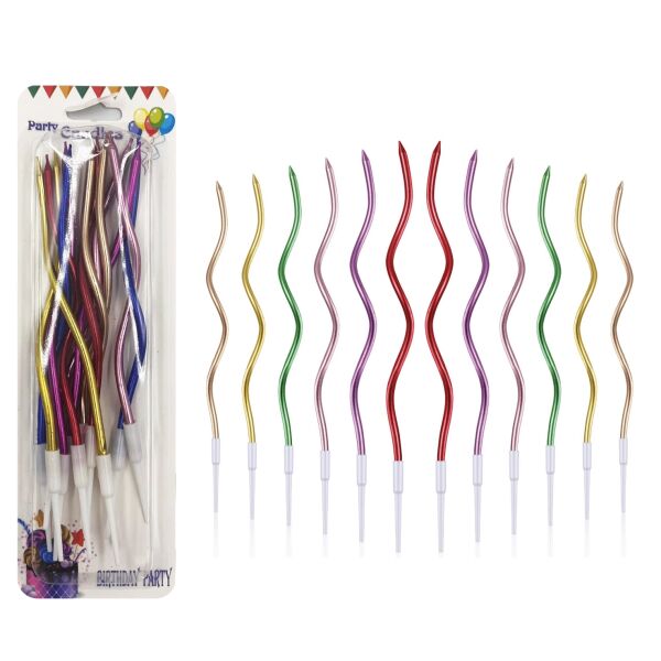 Mum İnce 16 cm Dalgalı Metalik Mix 12 Parça - 