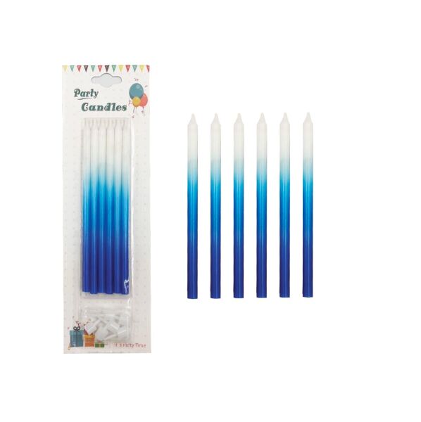 Mum İnce Degrade Mavi 15 Cm 6 Parça - 