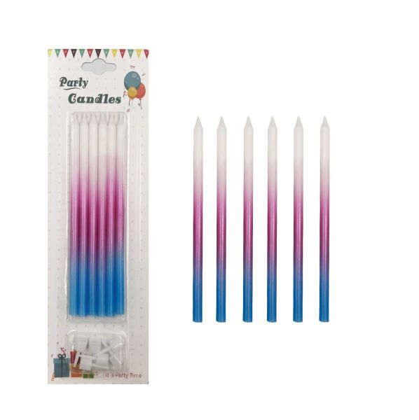 Mum İnce Degrade Mavi Pembe 15 Cm 6 Parça - 