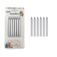 Mum İnce 8 Cm Gümüş 6 Parça - 1