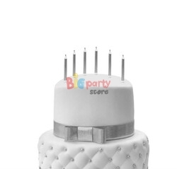 Mum İnce 8 Cm Gümüş 6 Parça - 2