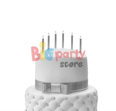 Mum İnce 8 Cm Gümüş 6 Parça - 2