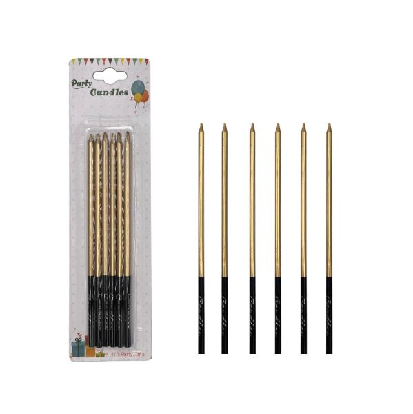 Mum İnce Kalem Model Gold 15 Cm 6 Parça - 