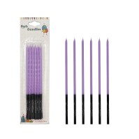 Mum İnce Kalem Model Makaron Lila 15 Cm 6 Parça - 1