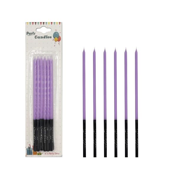 Mum İnce Kalem Model Makaron Lila 15 Cm 6 Parça - 1