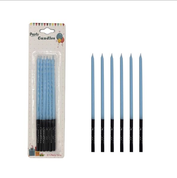 Mum İnce Kalem Model Makaron Mavi 15 Cm 6 Parça - 