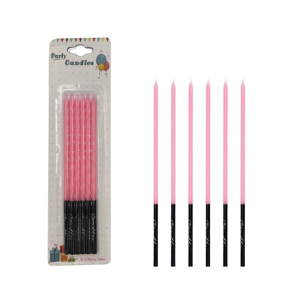 Mum İnce Kalem Model Makaron Pembe15 Cm 6 Parça - 