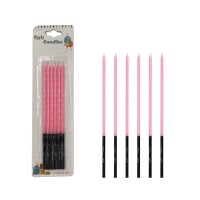 Mum İnce Kalem Model Makaron Pembe15 Cm 6 Parça - 1