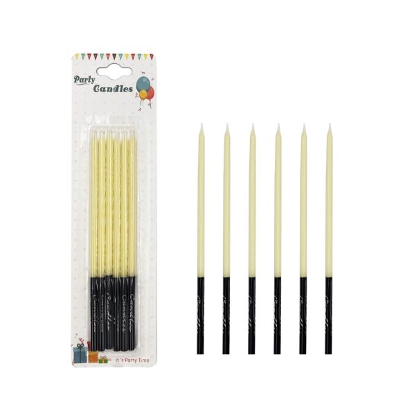 Mum İnce Kalem Model Makaron Sarı 15 Cm 6 Parça - 1