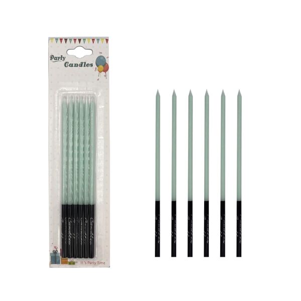 Mum İnce Kalem Model Makaron Yeşil 15 Cm 6 Parça - 1