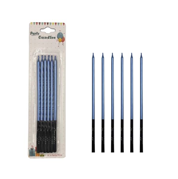 Mum İnce Kalem Model Mavi 15 Cm 6 Parça - 