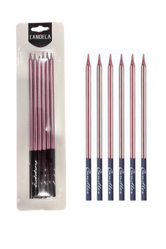Mum İnce Kalem Model Rose 15 Cm 6 Parça - 