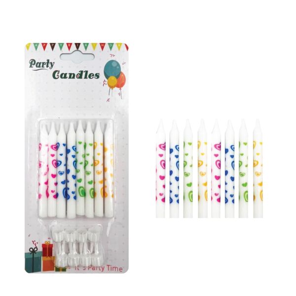 Mum İnce Baskılı Kalp 8 Cm 8 Parça - 