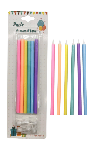 Mum İnce Makaron Renkli 15 cm 6 Parça - 