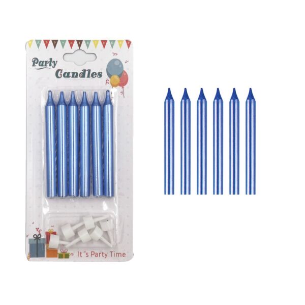 Mum İnce 8 Cm Mavi 6 Parça - 