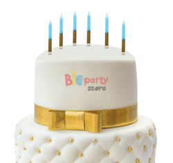 Mum İnce 2 Renkli Mavi-Gold 8 Cm 6 Parça - 2