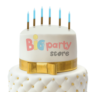 Mum İnce 2 Renkli Mavi-Gold 8 Cm 6 Parça - 2