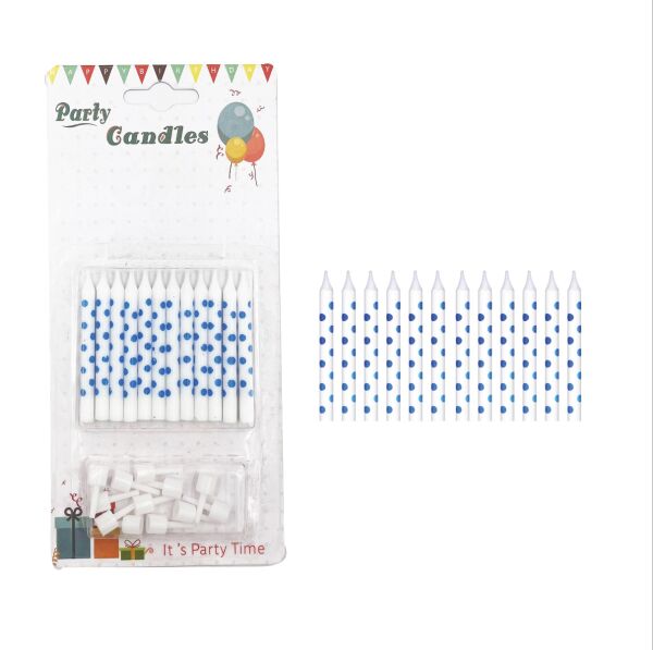 Mum İnce Puantiyeli Mavi 6 Cm 12 Parça - 