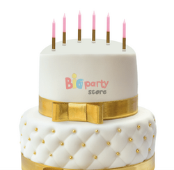 Mum İnce 2 Renkli Pembe-Gold 8 Cm 6 Parça - 2