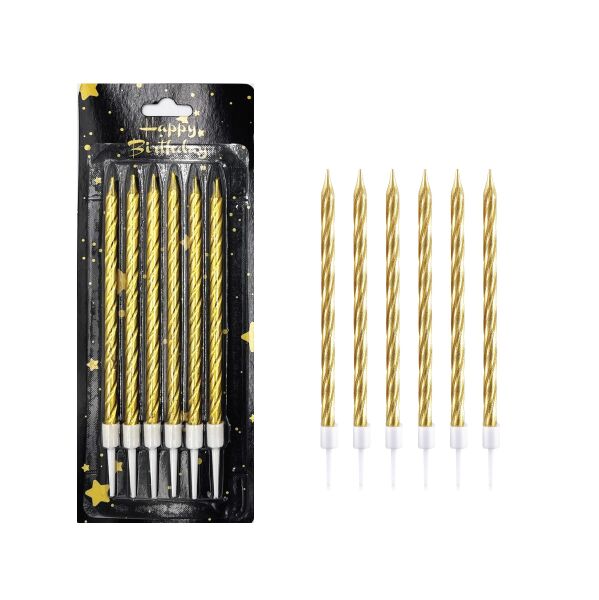 Mum İnce 14 cm Spiral Set Gold 6 Parça - 