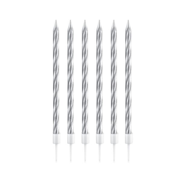 Mum İnce 13 cm Spiral Set Gümüş 6 Parça - 2