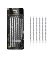 Mum İnce 14 cm Spiral Set Gümüş 6 Parça - 1