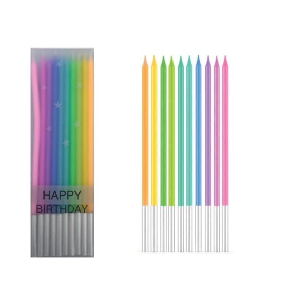 Mum İnce Uzun 14 Cm Rainbow 10 Parça - 