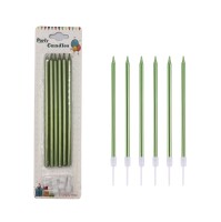 Mum İnce Uzun 15 Cm Yeşil 6 Parça - 1