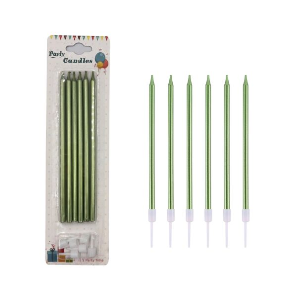 Mum İnce Uzun 15 Cm Yeşil 6 Parça - 