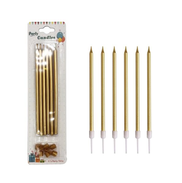 Mum İnce Uzun 15 cm Gold 6 Parça - 