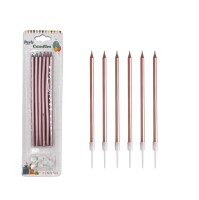 Mum İnce Uzun 15 cm Rose Gold 6 Parça - 1