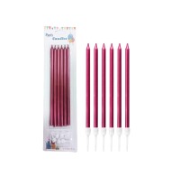 Mum İnce Uzun 20 cm Kırmızı 6 Parça - 1