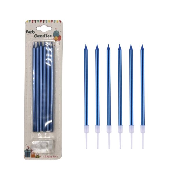 Mum İnce Uzun 20 cm Mavi 6 Parça - 