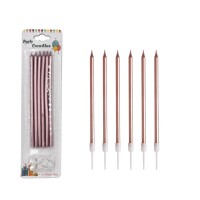 Mum İnce Uzun 20 cm Pembe 6 Parça - 1