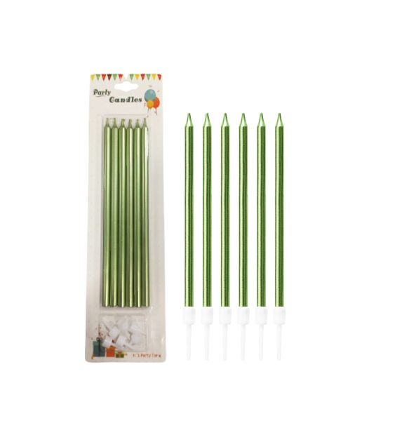 Mum İnce Uzun 20 cm Yeşil 6 Parça - 