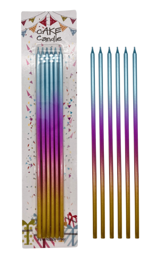 Mum İnce Uzun 25 Cm Degrade 6 Parça - 1