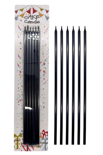 Mum İnce Uzun 25 Cm Metalik Siyah 6 Parça - 